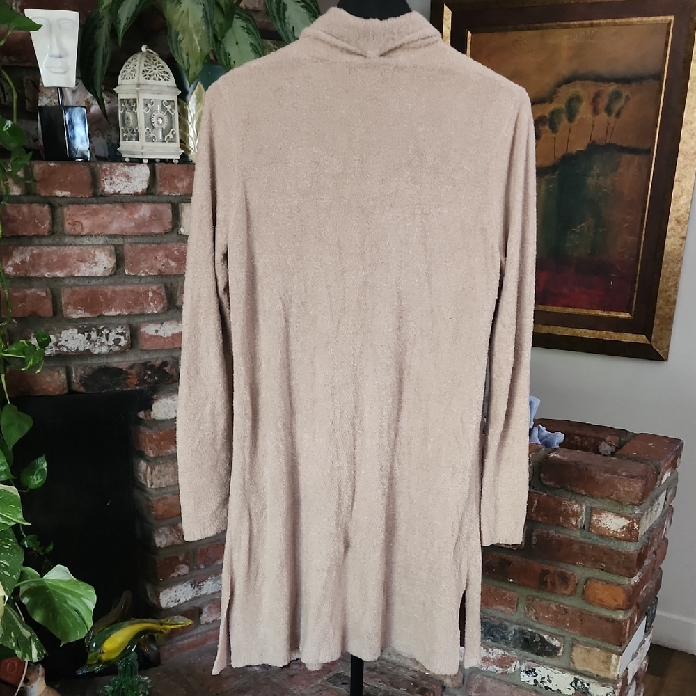 Barefoot Dreams CozyChic Beige Open Front Cardigan Duster Soft Lounge Sweater M - Picture 5 of 11